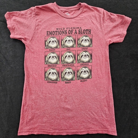 The Duck Company Other - Wild Florida Emotions of a Sloth Red Short Sleeve Cotton Blend T-Shirt Men's S